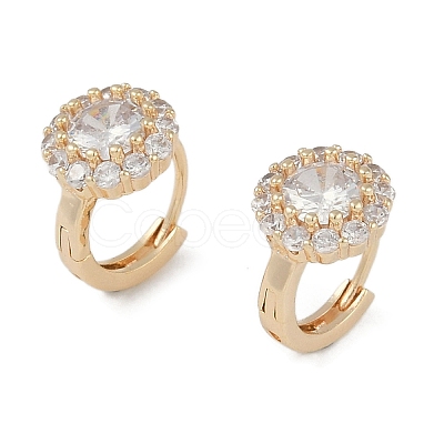 Brass Micro Pave Clear Cubic Zirconia Hoop Earring EJEW-L292-006G-1