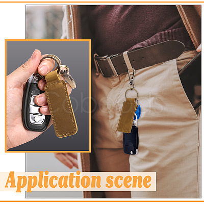 6Pcs 6 Colors Cowhide Leather Keychain KEYC-PH0002-15-1