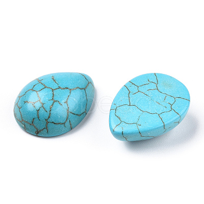 Craft Findings Dyed Synthetic Turquoise Gemstone Flat Back Teardrop Cabochons X-TURQ-S270-30x40mm-01-1