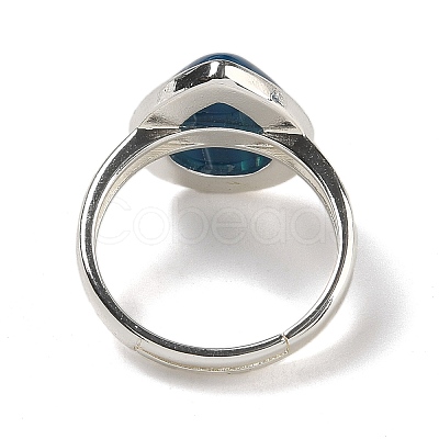 Natural Banded Agate Teardrop Adjustable Rings RJEW-K371-08S-10-1