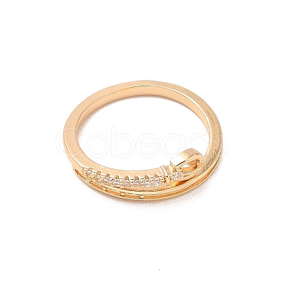 Brass Micro Pave Cubic Zirconia Open Cuff Rings RJEW-R146-05A-KCG-1