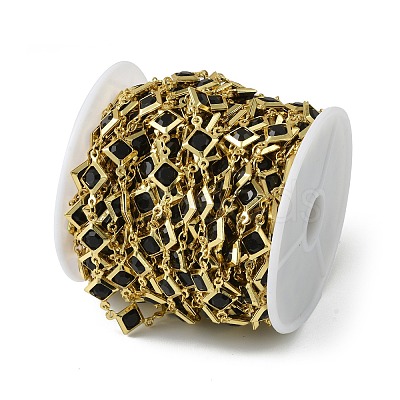 Brass Glass Rhombus Link Chains CHC-R001-05G-02-1