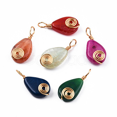 Natural Agate Pendants G-N326-137-1