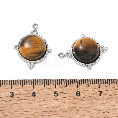 304 Stainless Steel & Natural Tiger Eye Pendants SA-CBA11D7-05P-1