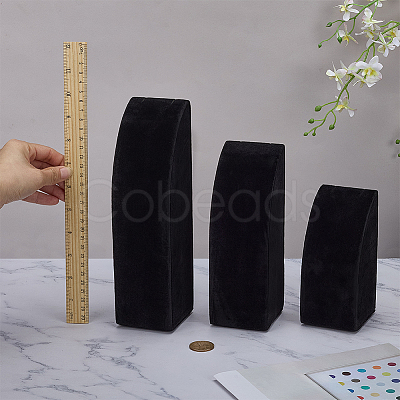 3Pcs 3 Sizes Vertical MDF Wood Covered with Velvet Necklace Display Stands NDIS-WH0023-001A-1