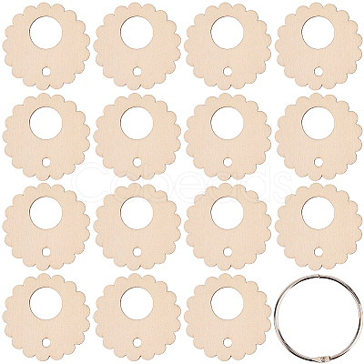 Flower Shape Wood Floss Bobbin AJEW-GF0011-05-1
