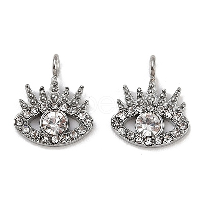 304 Stainless Steel Micro Pave Cubic Zirconia Charms STAS-K302-01B-P-1