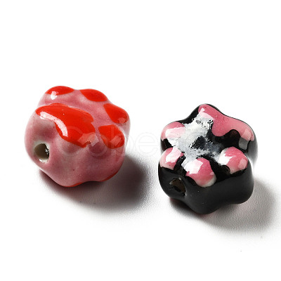 Handmade Printed Porcelain Beads PORC-F005-02-1