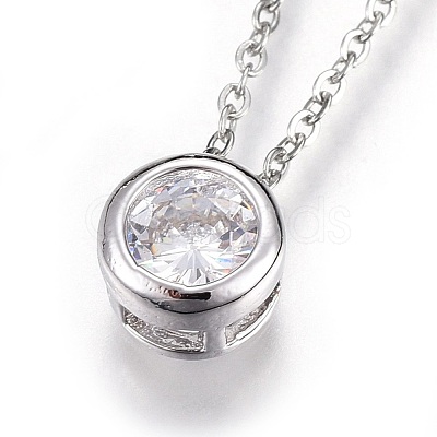 Brass Micro Pave Cubic Zirconia Pendant Necklaces NJEW-O108-29P-1