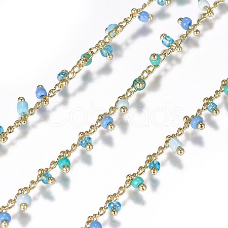 3.28 Feet Handmade Seed Beaded Chains X-CHC-N016-06C-1