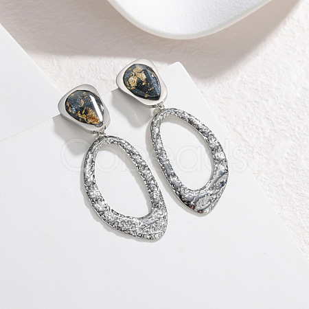 304 Stainless Steel & Resin Dangle Stud Earrings WG5B935-01-1