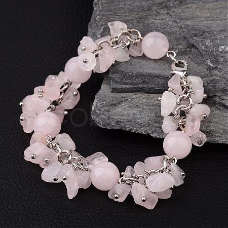 Rose Quartz Bracelets BJEW-JB02290-01-1