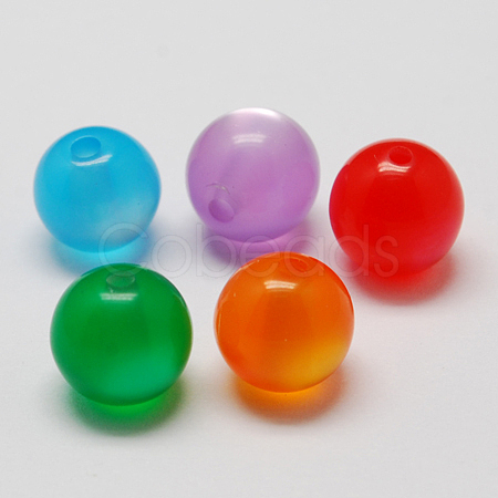 Round Imitation Cat Eye Resin Beads X-RESI-R157-6mm-M-1
