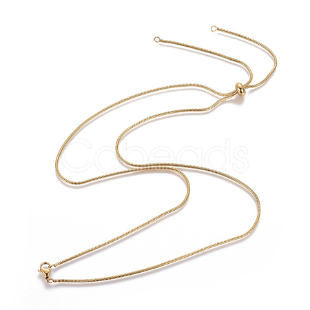 Adjustable 304 Stainless Steel Slider Necklaces MAK-L026-06A-G-1