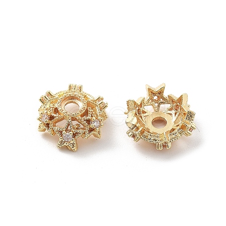 Brass Micro Pave Clear Cubic Zirconia Bead Caps KK-R216-03G-3-1
