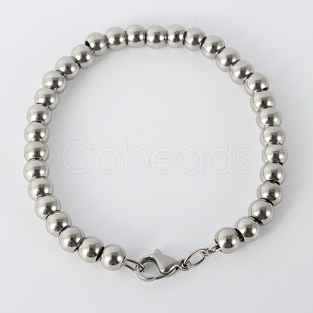 Tarnish Resistant 304 Stainless Steel Beaded Bracelets LS-BJEW-N240-16P-1