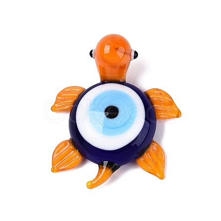 Handmade Lampwork Turtle with Evil Eye Figurine Display Decorations LAMP-N034-25D-1