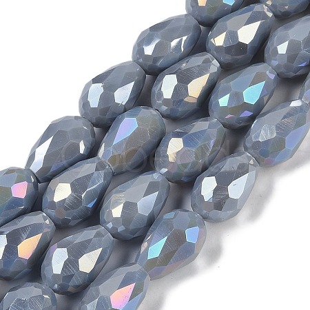 Opaque Solid Color Electroplate Glass Beads Strands EGLA-N013-P8mm-B05-1