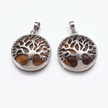 Natural Tiger Eye Pendants G-E449-C05-1