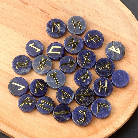 Tumbled Natural Sodalite with Carved Rune Words PW-WG60219-08-1