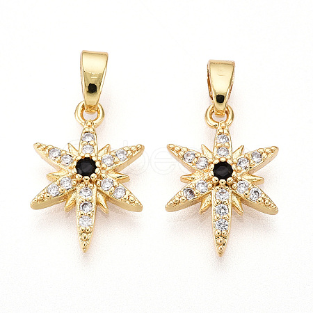 Brass Micro Pave Cubic Zirconia Pendants KK-T070-59A-G-1