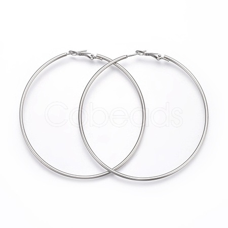 Tarnish Resistant 201 Stainless Steel Hoop Earrings EJEW-F188-24P-E-1