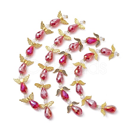 4Strands 4 Styles Dark Red Angel Fairy Shape Electroplate Transparent Glass Beads Strands AJEW-JB01175-S-1