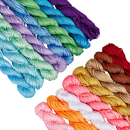 16 Bundles 16 Colors Braided Polyester Cords OCOR-PH0001-99-1