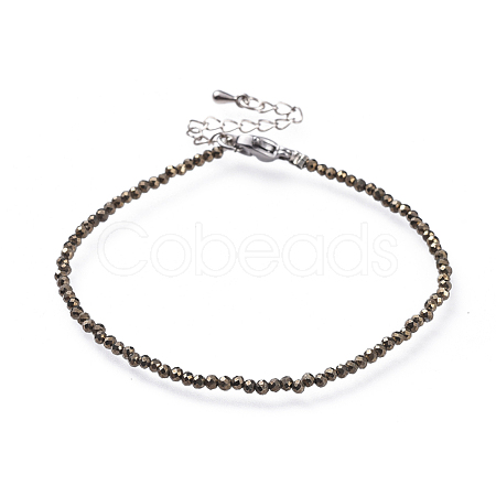 Natural Pyrite Bead Bracelets BJEW-JB04555-02-1