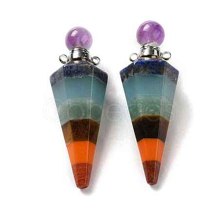 Chakra Natural Gemstone Perfume Bottle Big Pendants G-H285-03P-1