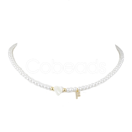 Brass Micro Pave Grade AAA Cubic Zirconia Letter Pendant Necklaces NJEW-JN04771-06-1