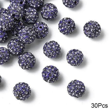 30Pcs Polymer Clay Rhinestone Beads RB-YW0001-26C-1