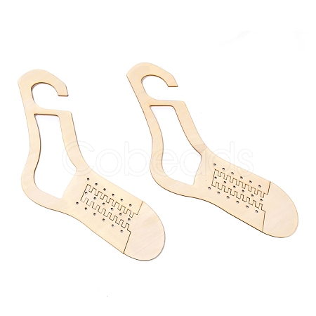 Undyed Wooden Sock Knitting Mold AJEW-P086-06-1