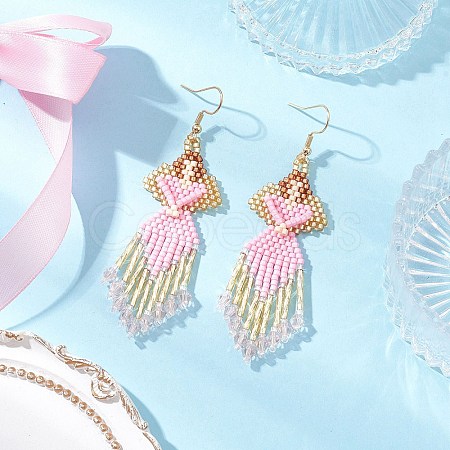 Angel Handmade Glass Seed Beads Dangle Earrings EJEW-MZ00538-03-1