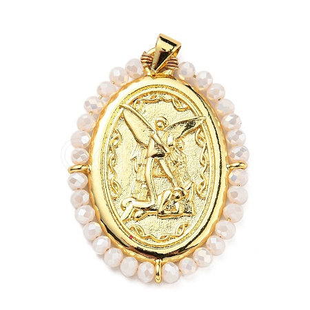 Brass with Glass Pendants KK-G472-05G-01-1