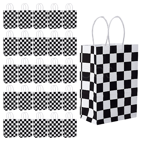 40Pcs Tartan Printed Paper Packing Tote Bags CARB-GO0001-01-1
