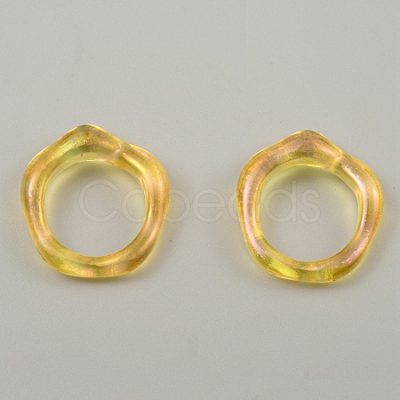 Candy Color Plastic Twist Wave Finger Ring for Women RJEW-WH0004-26E-1