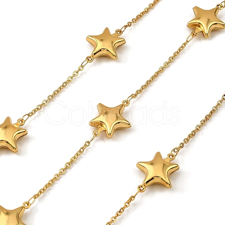 304 Stainless Steel Star Link Chains CHS-G042-02G-1