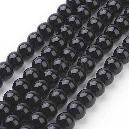 Synthetic Black Stone Beads Strands GSR044-1
