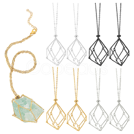 4Pcs 4 Colors 304 Stainless Steel Macrame Pouch Necklace Making NJEW-PH01541-1
