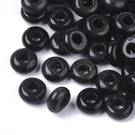 Natural Black Gemstone European Beads G-Q503-01-1