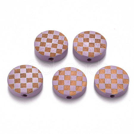 Painted Natural Wood Beads WOOD-N006-04D-1