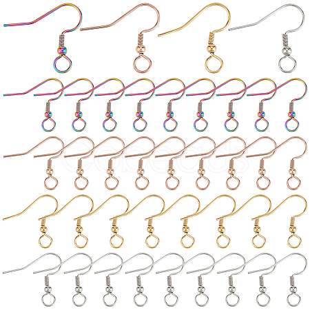 80Pcs 4 Colors 304 Stainless Steel Earring Hooks STAS-UN0054-22-1