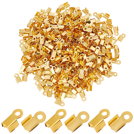 500Pcs Iron Folding Crimp Ends IFIN-CN0001-06G-1