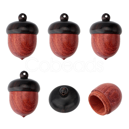 Wooden Acorn Box Jewelry Pendants WOOD-WH0025-80-1