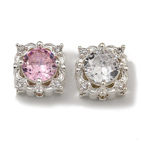 Brass Micro Pave Cubic Zirconia Beads KK-U037-05P-1