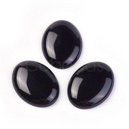 Natural Dyed & Heated Black Agate Cabochons G-F608-03C-1