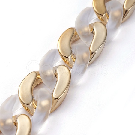 Handmade Golden Plated CCB Plastic & Transparent Acrylic Cuban Link Chains AJEW-JB00681-05-1