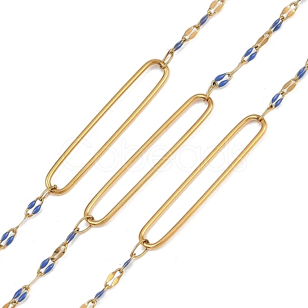 304 Stainless Steel Enamel Dapped Chain Oval Link Chains CHS-K021-15G-08-1