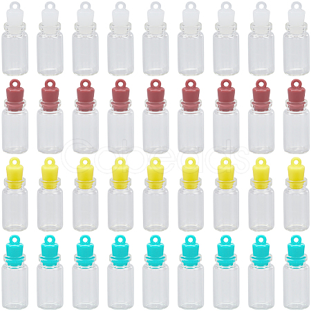 48Pcs 4 Colors Clear Glass Wishing Bottle Pendants GLAA-SC0002-56-1